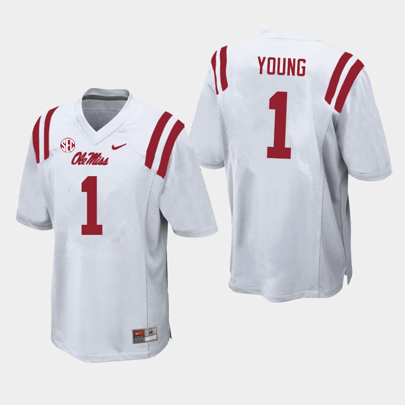 Isheem Young Ole Miss Rebels NCAA Men's White #1 Stitched Limited College Football Jersey XZL3758EP